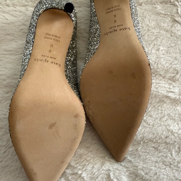 Kate Spade Silver Glitter Pumps Heels Size 9 Party Wedding Holiday - Picture 7 of 11
